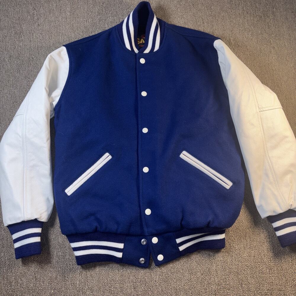 Vintage GAME Sportswear Varsity Jacket USA Wool Leather Letterman Coat XS 21x25